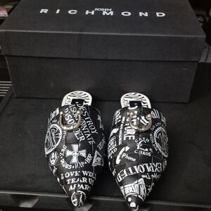 John Richmond Monochrome Graphic Mules